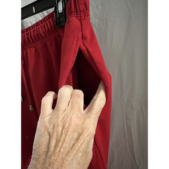 Liz Claiborne Red French Terry Pull On Wide Leg Pants Sz L - Picture 2 of 6